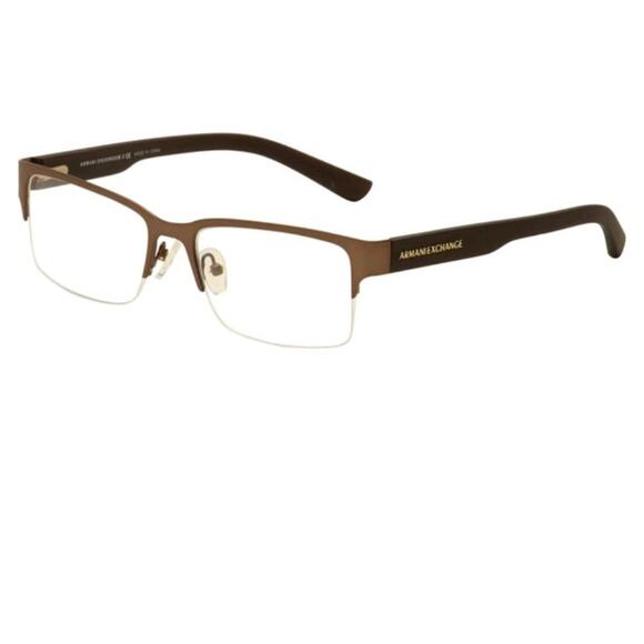 Armani Exchange AX1014 Eyeglasses 6058 Brown Frames Half Rim Men 53 17 145 - Picture 1 of 16